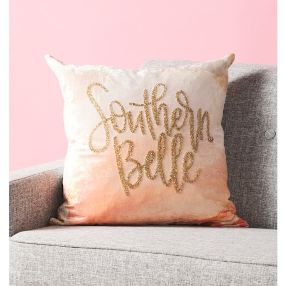 Callisto Home Velvet Beaded Southern Belle Decorative Square Accent Pillow